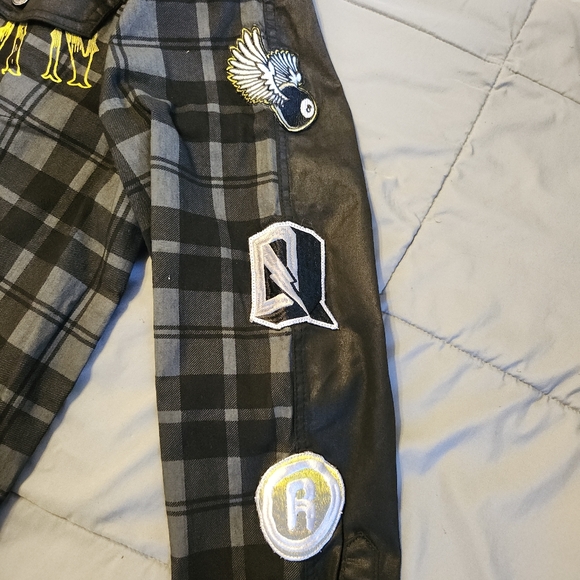 DREAMLAND WAR DUB PLAID/DENIM SHIRT BUTTON  BLACK/GRY PLAID SHACKET MENS 4XL NWT - Picture 10 of 15